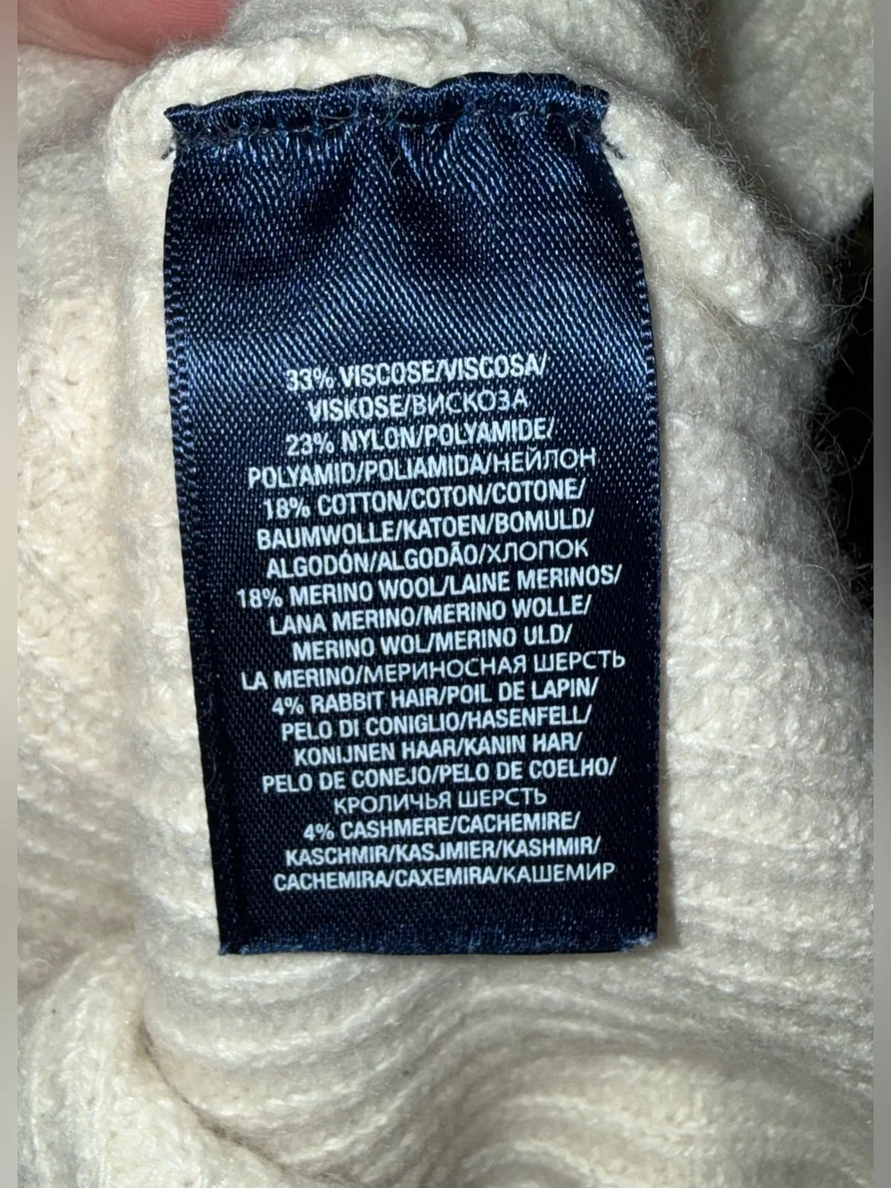 Ralph Lauren Girls M 8-10 Ivory Rib Knit Merino Cashmere Blend Sweater, sz 8/10